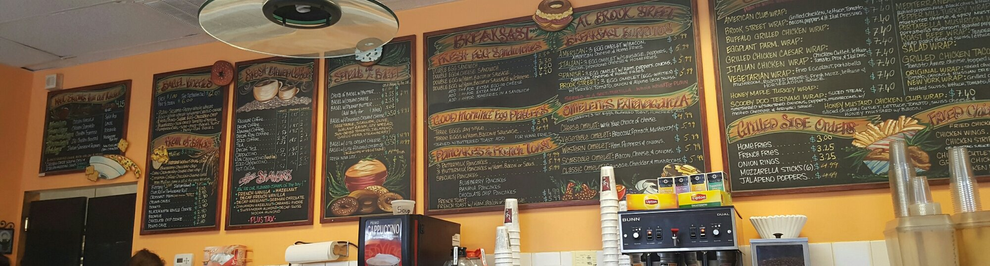 The shop’s handwritten menus above the counter